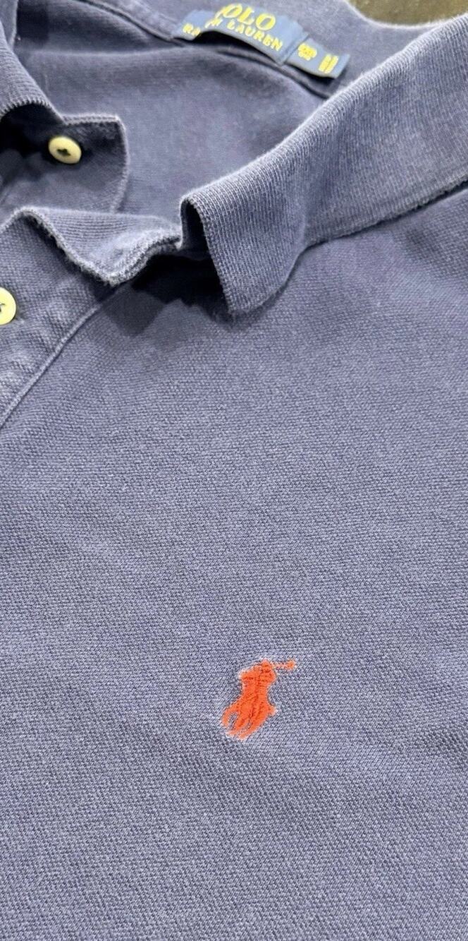 Polo Ralph Lauren Mens 2XB Blue Solid Polo Shirt Embroidered Logo Cotton Golf